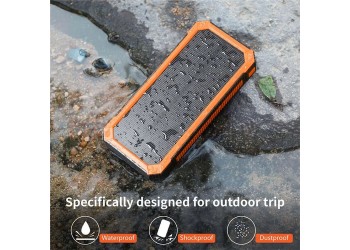 888K Solar Powerbank 27,000 mAh – Oplaadbare Zonne-energie Powerbank – Geschikt voor iPhone & Samsung – Zonneoplader – 3x USB Poorten – LED – Snelladen – Outdoor – Oranje – Noodpakket