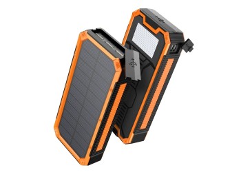 888K Solar Powerbank 27,000 mAh – Oplaadbare Zonne-energie Powerbank – Geschikt voor iPhone & Samsung – Zonneoplader – 3x USB Poorten – LED – Snelladen – Outdoor – Oranje – Noodpakket