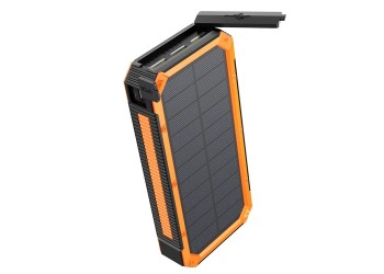 888K Solar Powerbank 27,000 mAh – Oplaadbare Zonne-energie Powerbank – Geschikt voor iPhone & Samsung – Zonneoplader – 3x USB Poorten – LED – Snelladen – Outdoor – Oranje – Noodpakket